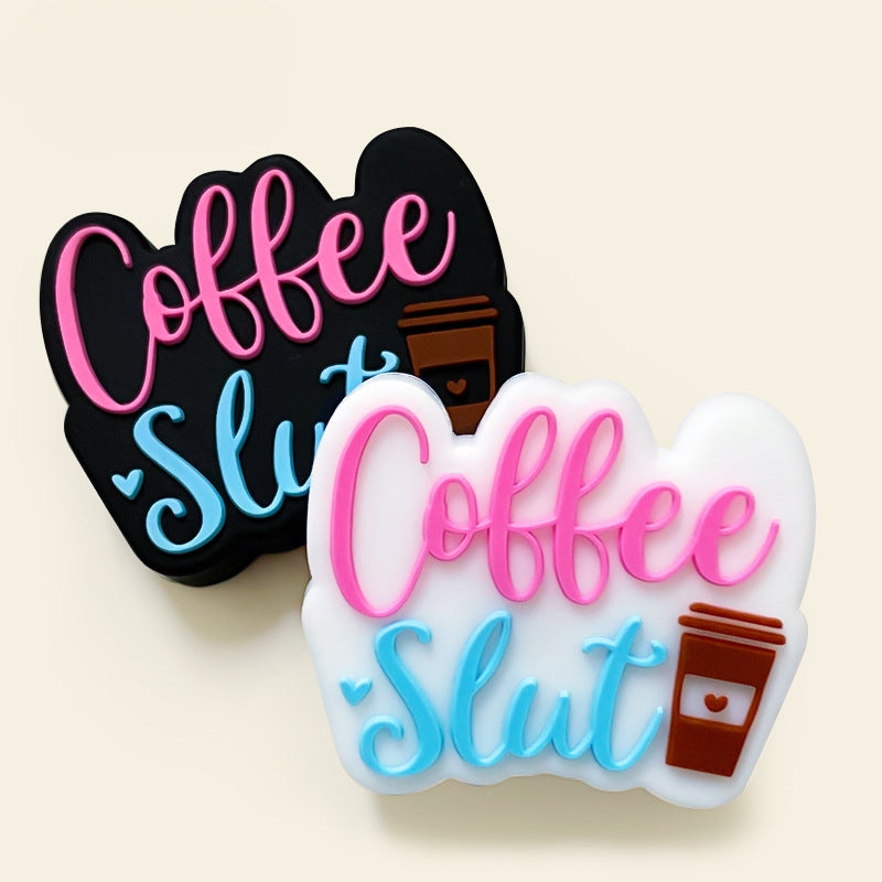 Silicone Focal Beads Coffee Coffee Slut Lettering Cup Icon 20pcs