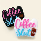 Silicone Focal Beads Coffee Coffee Slut Lettering Cup Icon 20pcs
