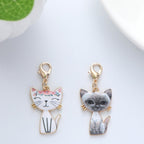 Metal Cartoon Cat Keychain Gold Outline Pastel Colors