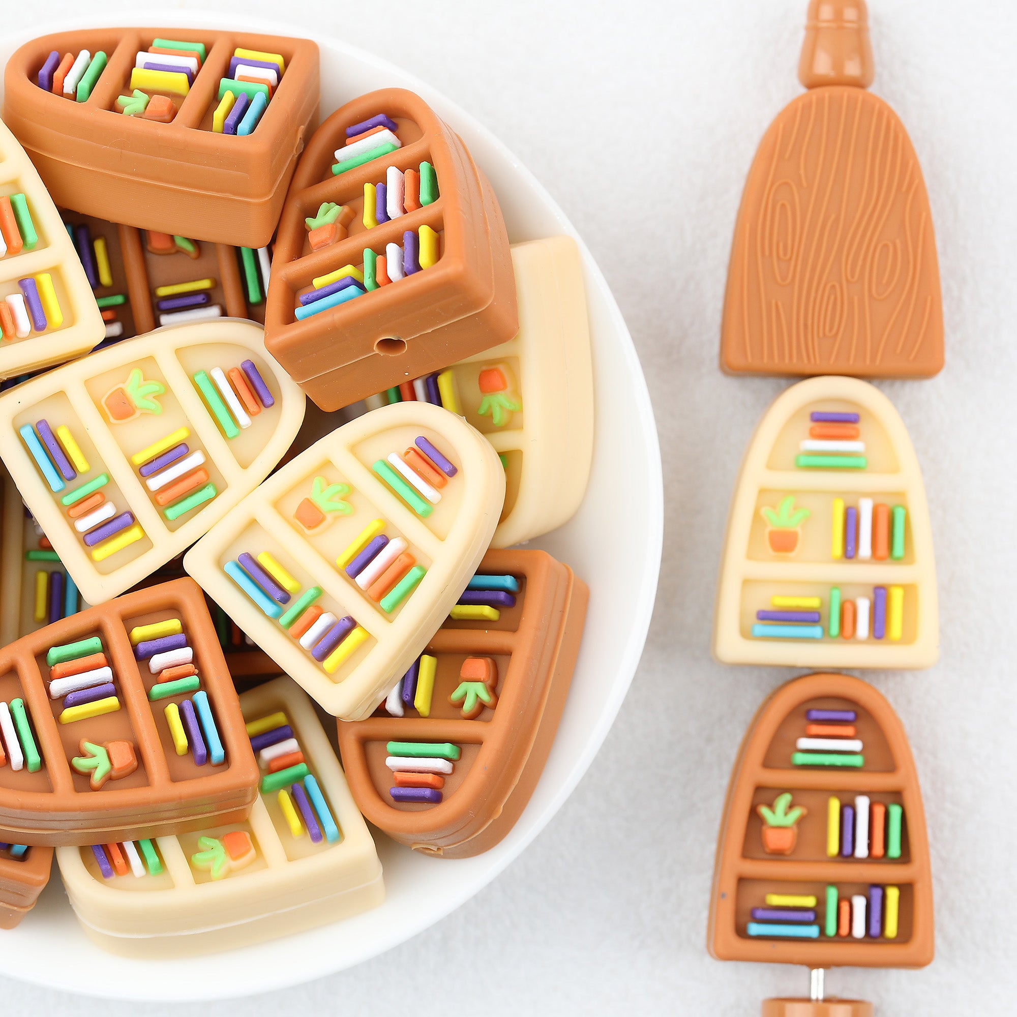 3D Bookshelf Silicone Focal Beads 20Pcs 