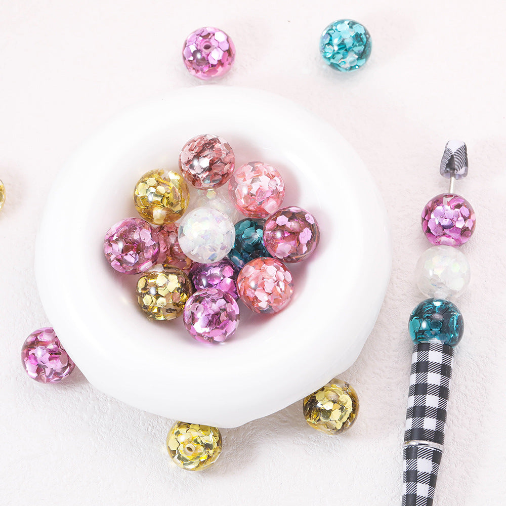 Shimmer Filled Round Acrylic Beads 16mm Colorful Mixed 50pcs 2