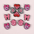 Silicone Focal Beads Pink Theme Heart Bow Disco Ball 20pcs
