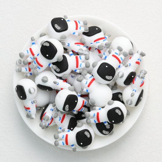 Silicone 3D Focal Beads Spacesuit Astronaut Side Profile Front View 20pcs