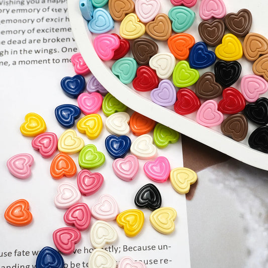 Mini Spiral Heart Acrylic Beads 11mm Colorful Mixed 50pcs