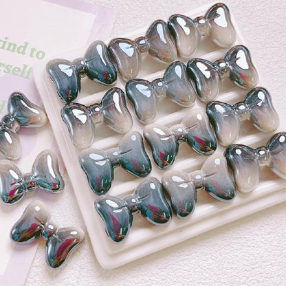 UV Finish Gradient Bow Acrylic Beads 25mm Colorful Glossy 10pcs 6