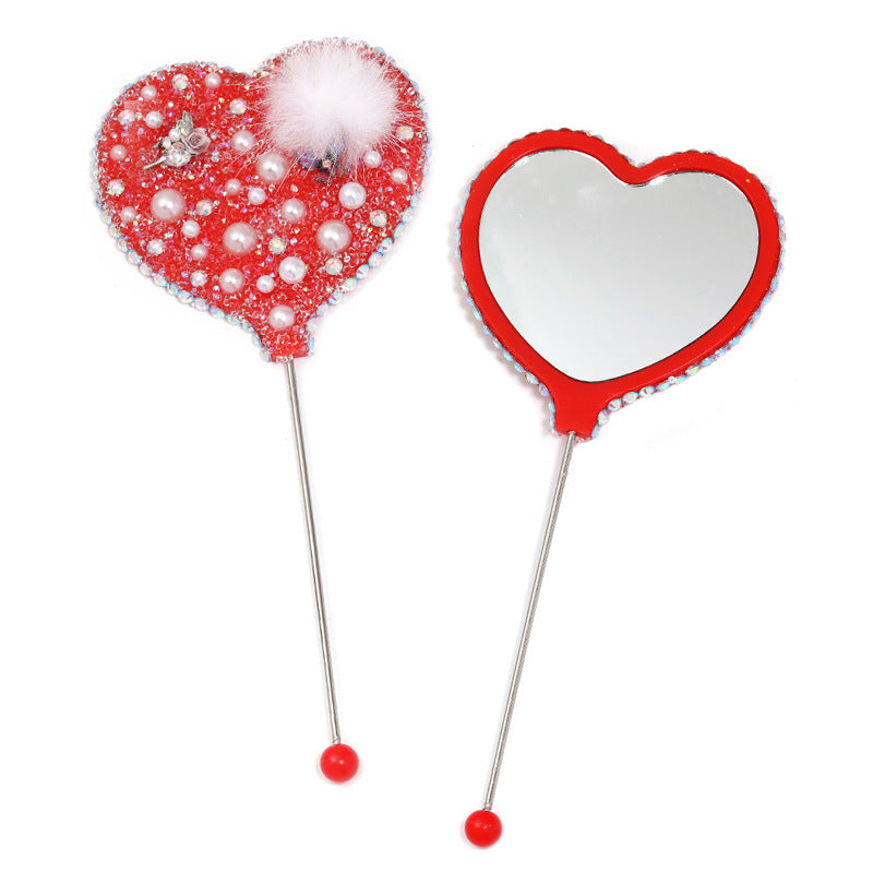 Beadable Heart Shape Handheld Makeup Mirror 15