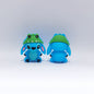 Silicone 3D Focal Beads Stitch Green Frog Hat Front View 20pcs