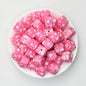 Floral Pattern 13.5mm Square Silicone Beads Printed Design 50pcs 4