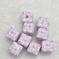 Printed Square Acrylic Beads 14mm Fresh Pink Tone 10pcs 7