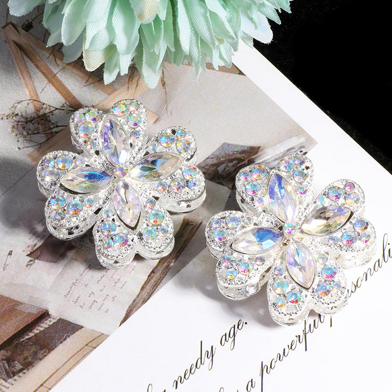 Alloy Clover Rhinestone Beads 30mm Fancy Decorative Charms 3pcs 10