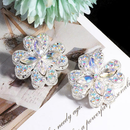 Alloy Clover Rhinestone Beads 30mm Fancy Decorative Charms 3pcs 10