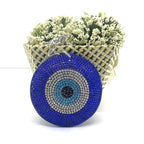 Rhinestone Evil Eye Keychain Alloy Round Colorful Tassel Charm 4