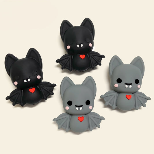 Silicone 3D Focal Beads Bat Rosy Cheeks Red Heart 20pcs