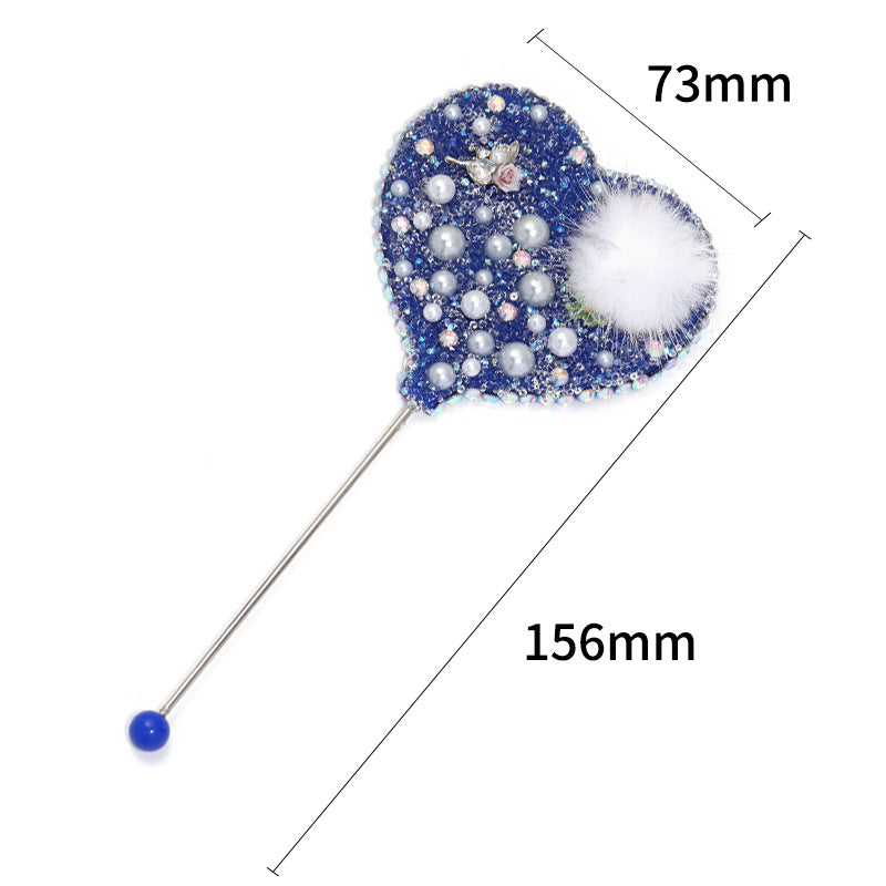 Beadable Heart Shape Handheld Makeup Mirror 3