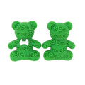 Silicone 3D Focal Beads Smile Bear White Bow Tie Front View Layered Text