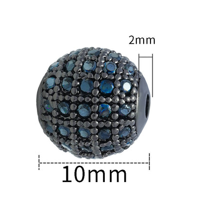 Fancy Zirconia Paved Brass Round Beads 6mm 8mm 10mm 30pcs 13