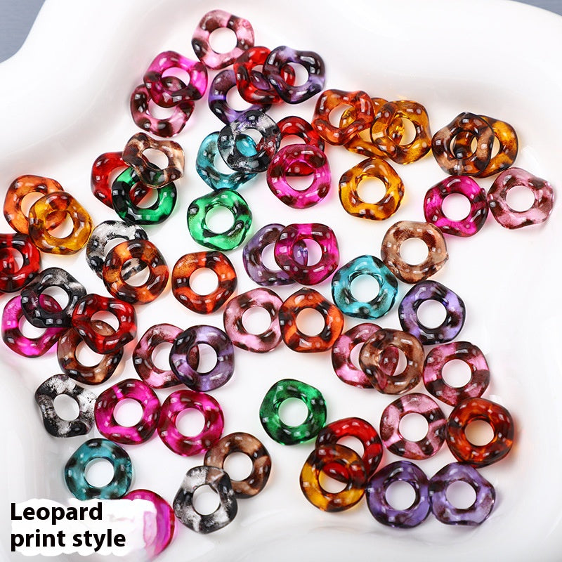 Acrylic Irregular Spacer Beads 16mm Clear Leopard Print 100pcs