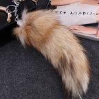 Plush Fox Tail Keychain Soft Natural Fur Pom Pom Charm 4
