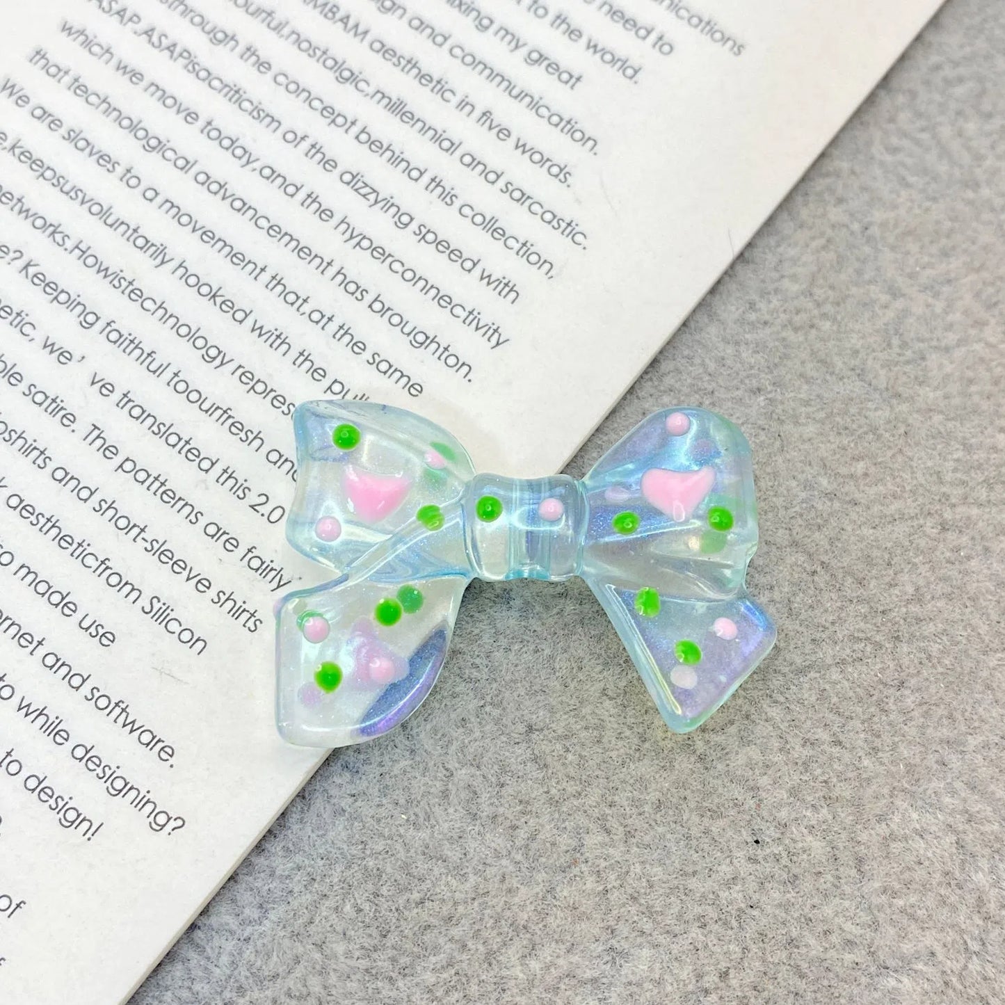 Hand Painted Bow Acrylic Beads 25-33mm Colorful Polka Dot 10pcs 3