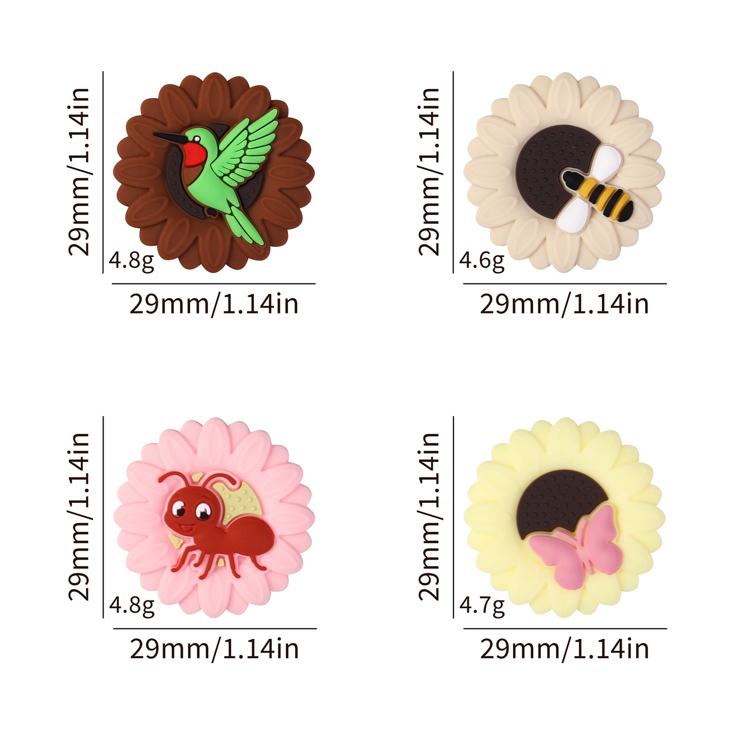 Insect Daisy Silicone Focal Beads 20pcs 7