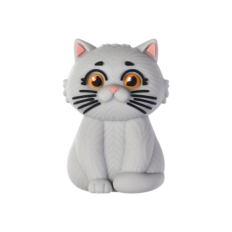 3D Cute Persian Maine Cat Silicone Focal Beads 20pcs 13