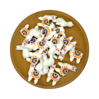 Silicone 3D Focal Beads Rainbow Alpaca Colorful Saddle Design 2