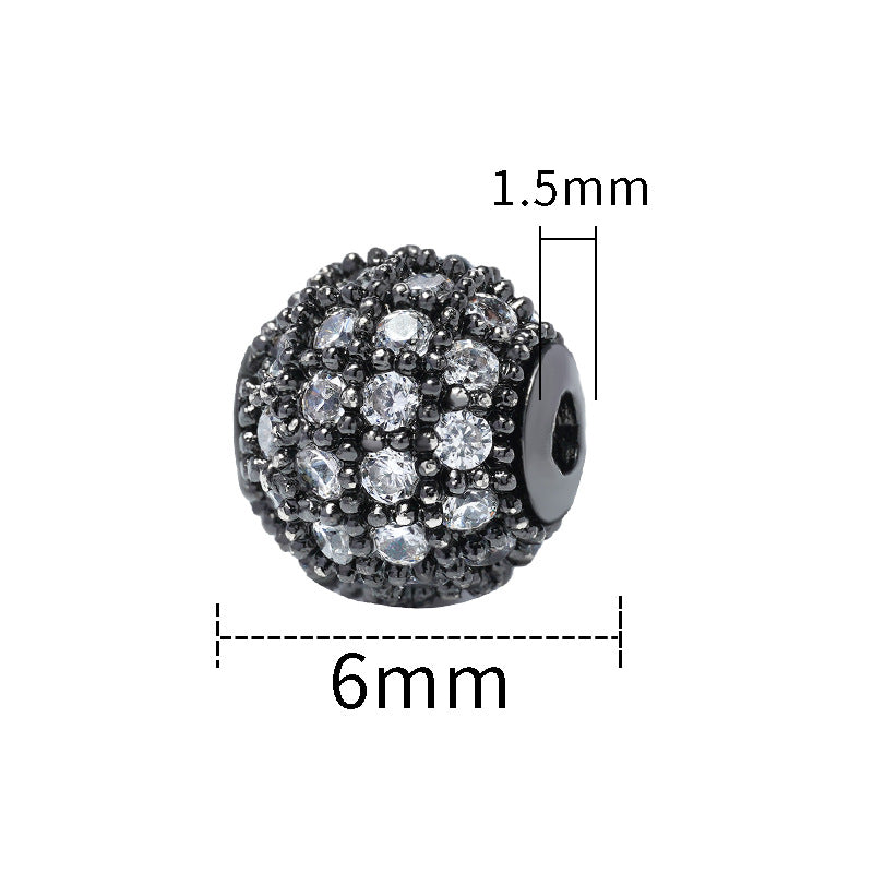Fancy Zirconia Paved Brass Round Beads 6mm 8mm 10mm 30pcs 24