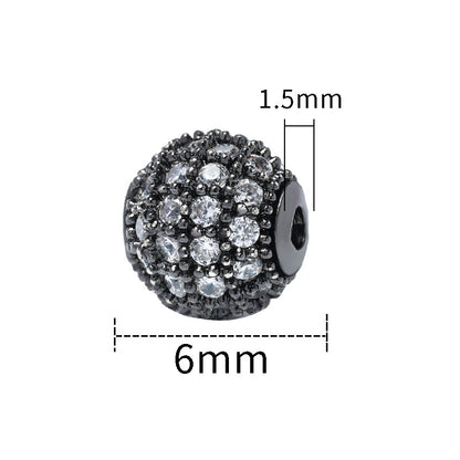Fancy Zirconia Paved Brass Round Beads 6mm 8mm 10mm 30pcs 24