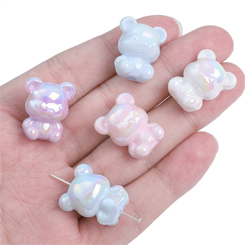 Glossy Little Bear Acrylic Beads 17x21mm Iridescent Pastel 8pcs 4