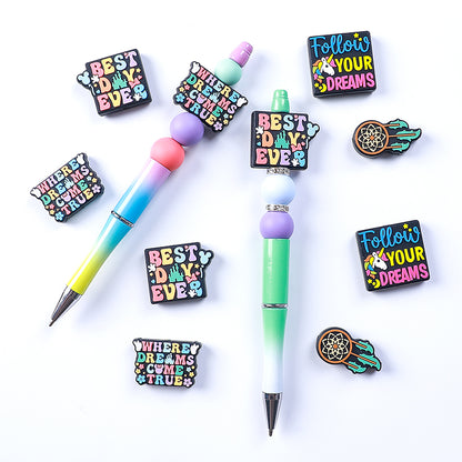 Silicone Focal Beads Dreams With Printed Text 20pcs 10