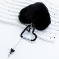 Beadable Metal Keychains With Heart Pom Poms