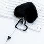 Beadable Metal Keychains With Heart Pom Poms