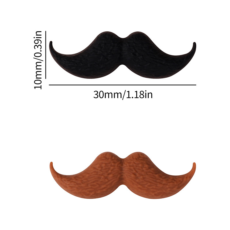 Silicone Focal Beads Beard Handlebar Mustache Textured Curved 20pcs 16
