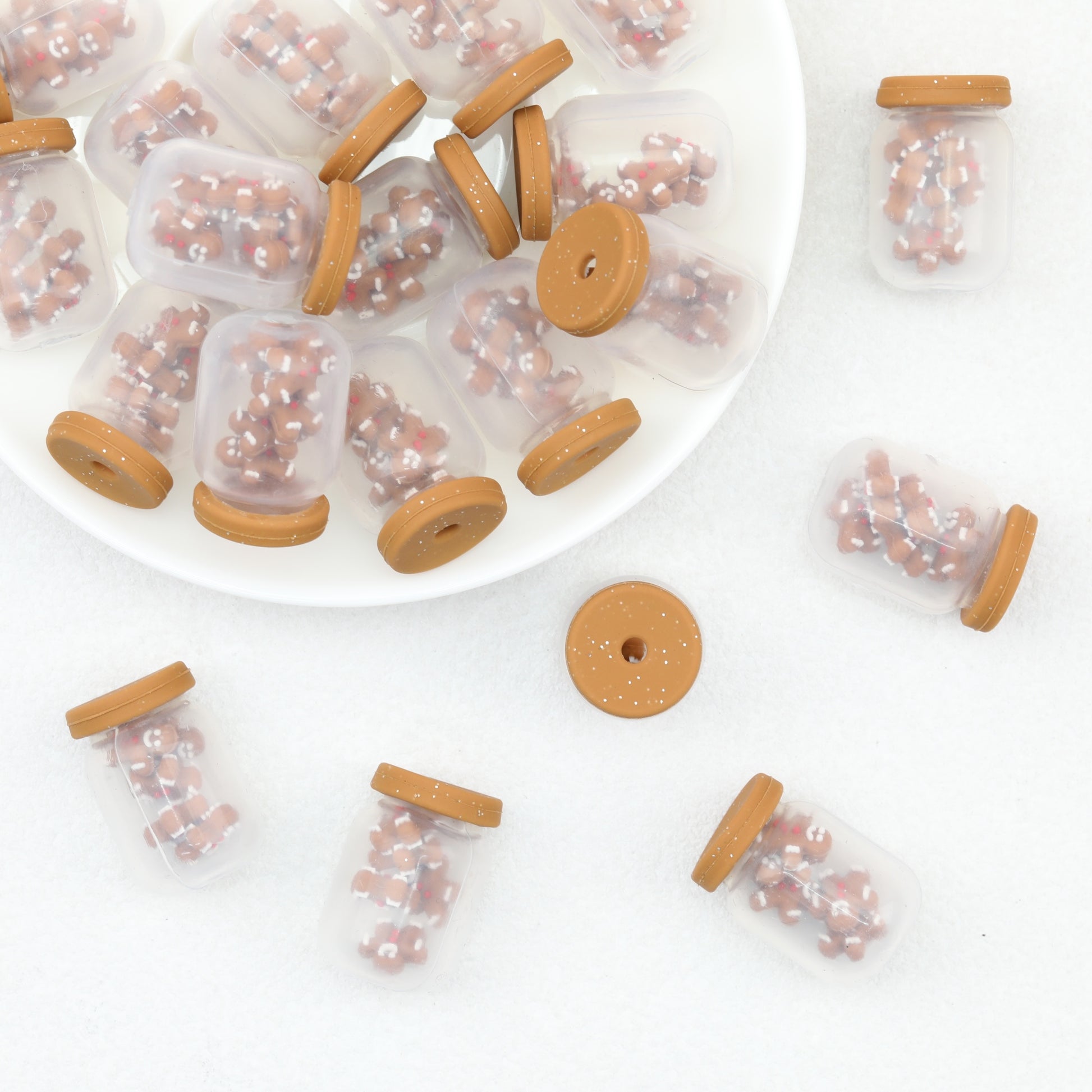 Silicone 3D Christmas Gingerbread Man Focal Beads 20pcs 3