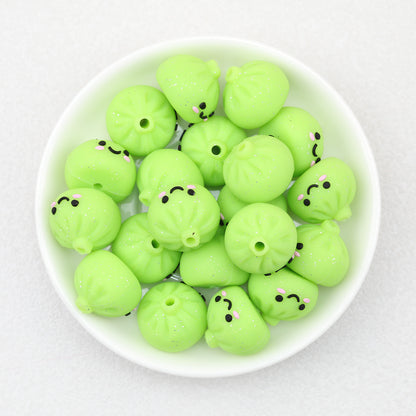 3D Cute Glitter Steamed Stuffed Bun Silicone Focal Beads 20pcs 11