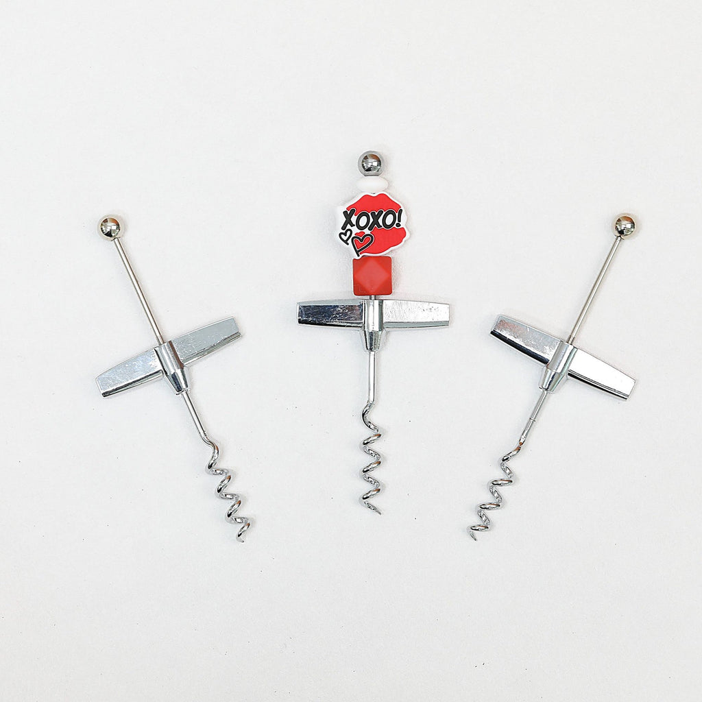 Beadable Wine Bottle Opener Aluminum Alloy Silver Tone