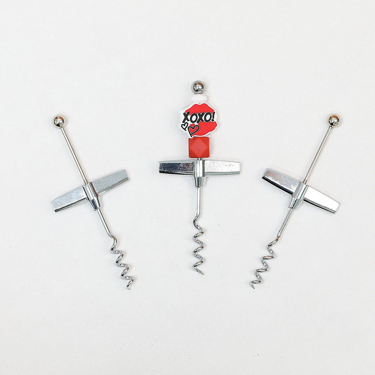Beadable Wine Bottle Opener Aluminum Alloy Silver Tone