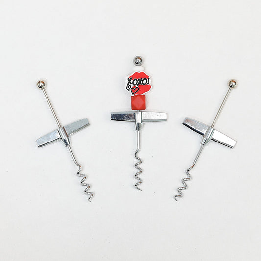 Beadable Wine Bottle Opener Aluminum Alloy Silver Tone
