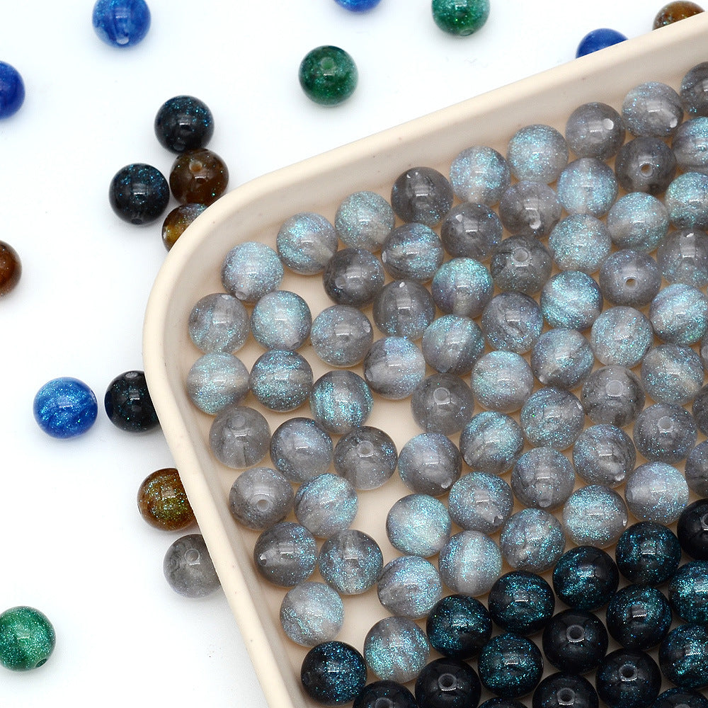 Mystic Galaxy Round Resin Beads 8mm and 10mm with Hole 100pcs