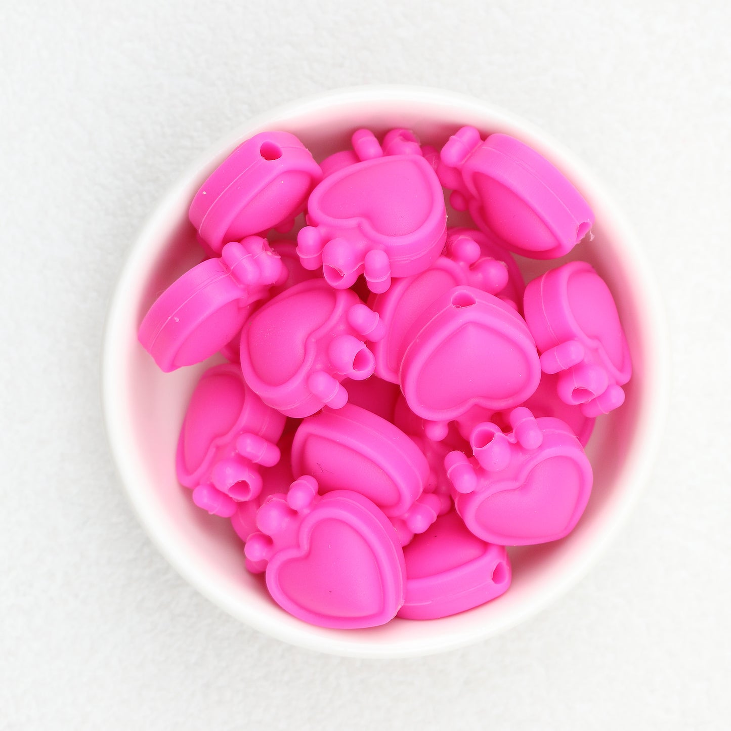 Colorful Heart Crown Silicone Focal Beads 20pcs 13