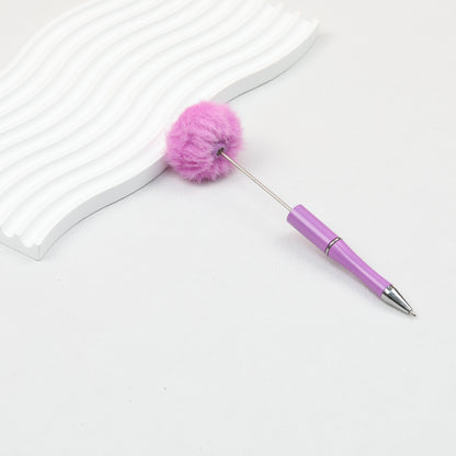 Beadable Pen Plush Pom-pom Colorful Ballpoint