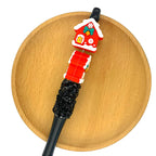 Silicone 3D Focal Beads Christmas Gingerbread House Red Snowy Roof 2