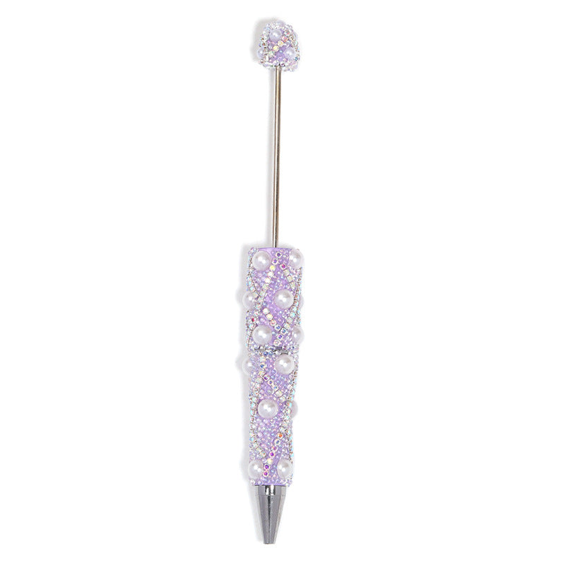 Beadable Pen with Rhinestone Pearl Chain Multicolor Rotating 5 Pcs 10