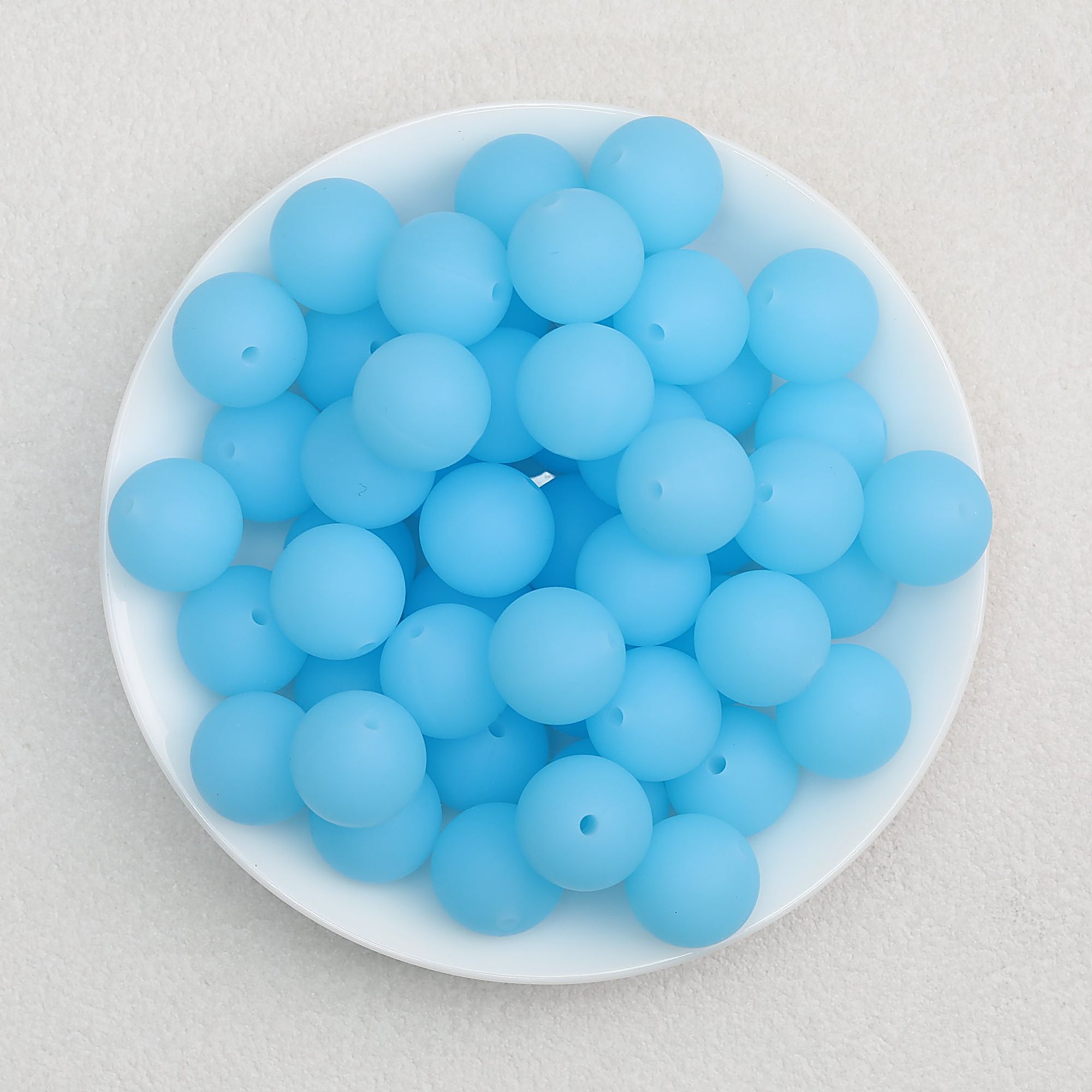 Glow in the Dark 15mm Round Silicone Beads 50pcs - 3 Blue to Blue