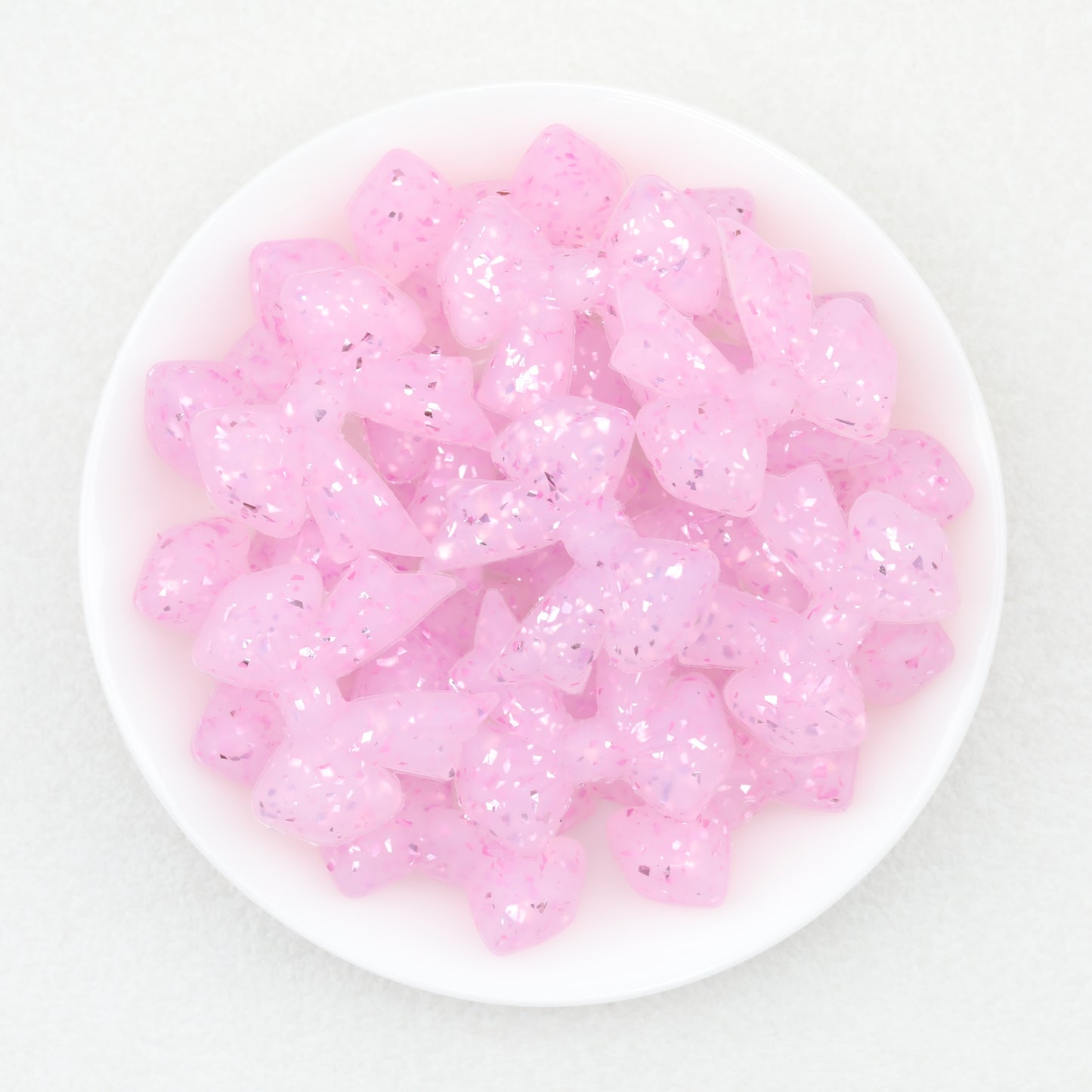 Sparkling Bow Shaped Silicone Focal Beads Glitter Effect 20pcs 4