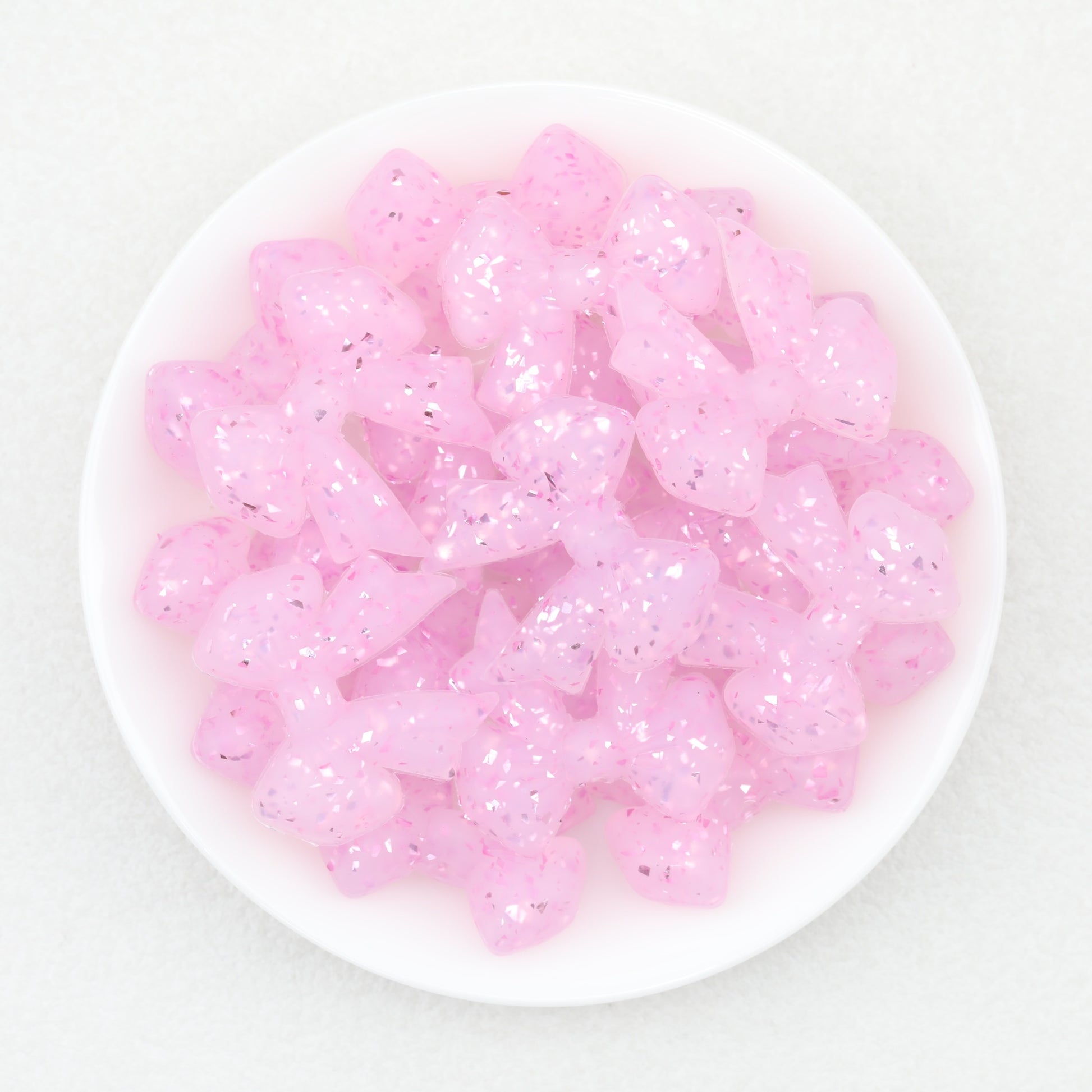 Sparkling Bow Shaped Silicone Focal Beads Glitter Effect 20pcs 4