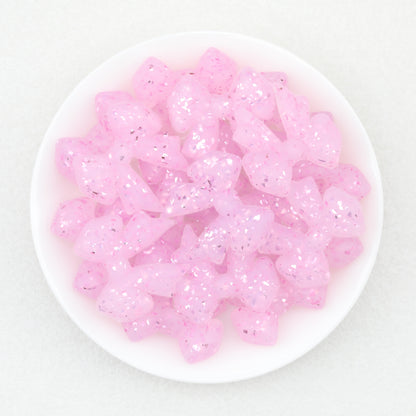 Sparkling Bow Shaped Silicone Focal Beads Glitter Effect 20pcs 4