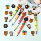 Silicone Focal Beads Kwanza Festival Candles Drums Gift Symbols 20pcs 7