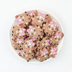 Bow Silicone Focal Beads with Highland Cow Design 20pcs - Purple