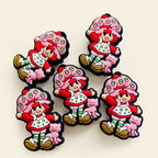 Silicone Focal Beads Strawberry Catwoman Holding Pink Cat 20pcs